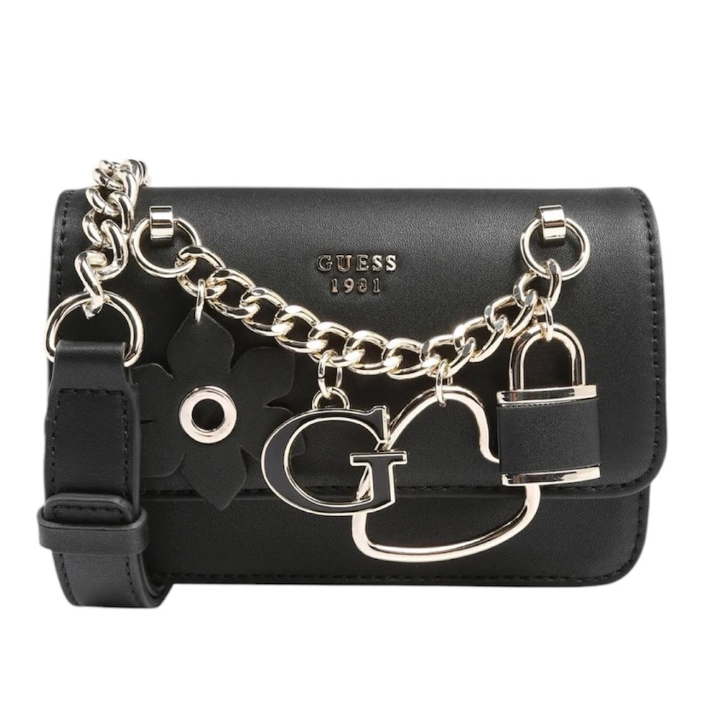 Guess 1981 black Hadley mini PU crossbody bag. Excellent condition